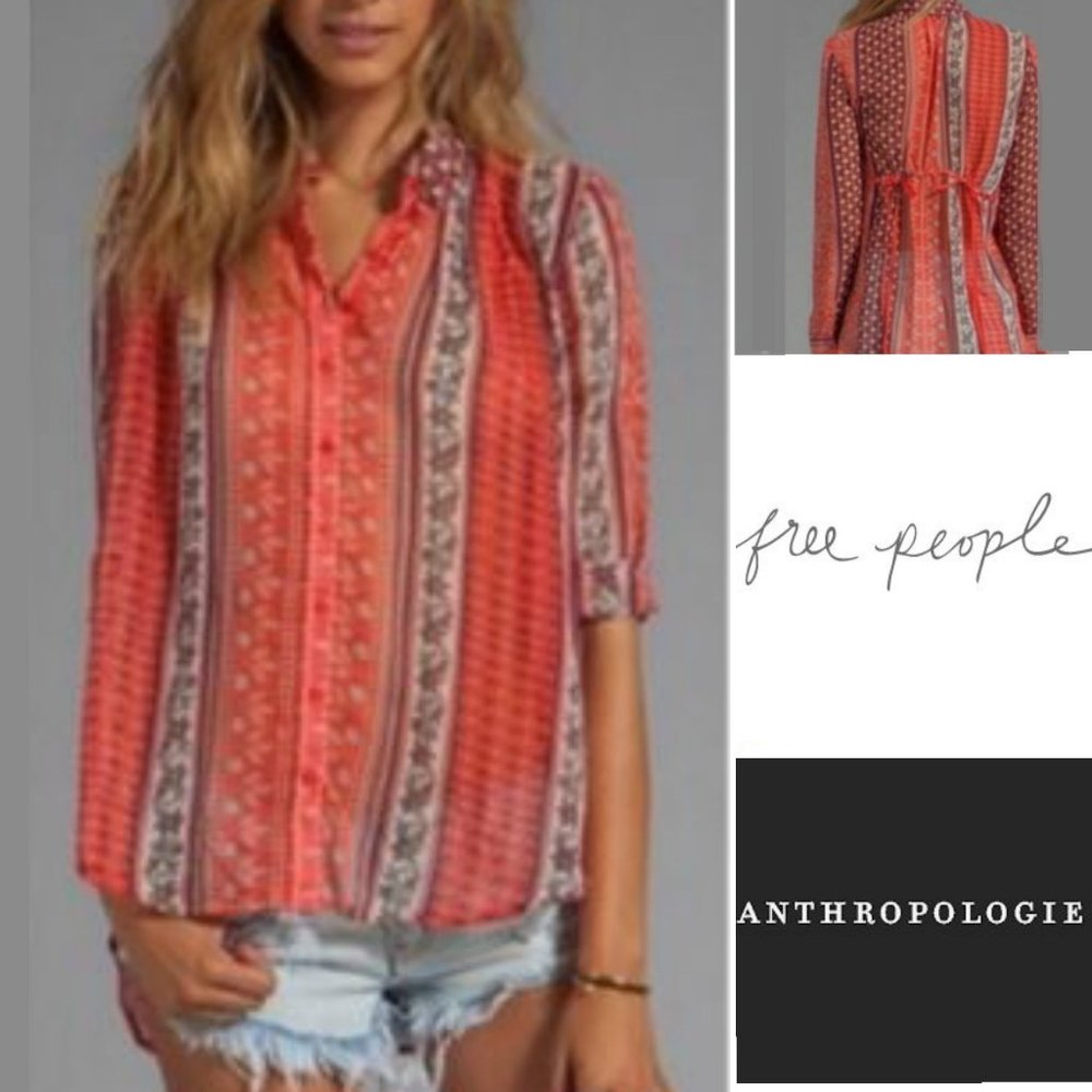 New Anthropologie Free People Semi Sheer Boho Top